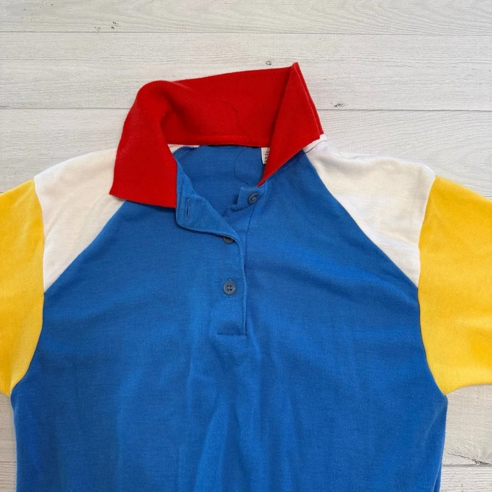 Vintage‎ boys red yellow blue colorblock polo shirt